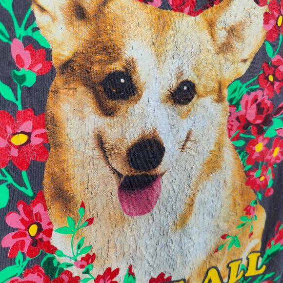 Corgi We're All Doomed Graphic T-Shirt Size Medium Gray Meme Funny Crewneck - Picture 3 of 9